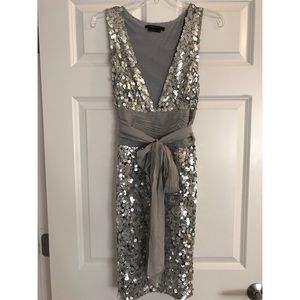 BCBG Silver sequin dress